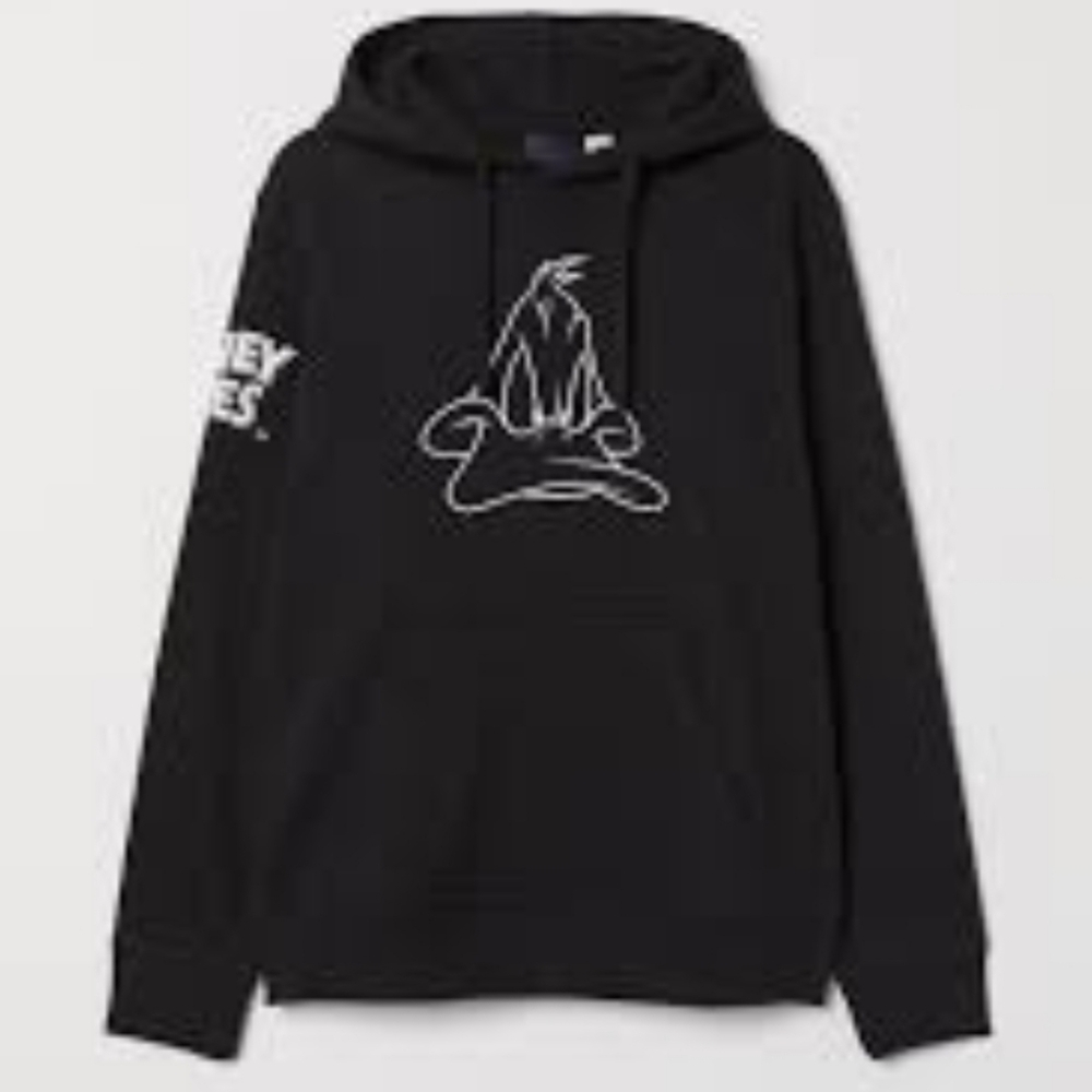 H&M looney Tunes Hoodie Unisex, Donald Duck,medium. Black